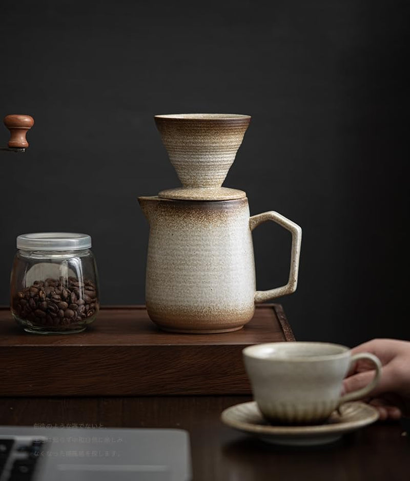 Pour over Coffee Maker,Ceramic Coffee Maker with 100 Pcs V60 Paper Filter,16Oz/480Ml Pour over Coffee Dripper (Off White)