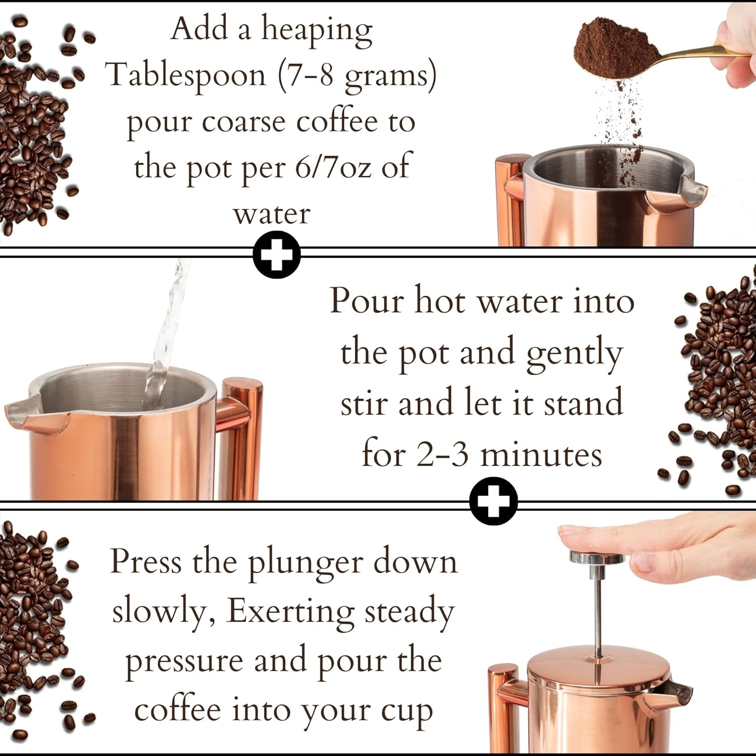 Stainless Steel French Press Coffee Maker 26 Oz 770 Ml, Double Wall Insulated French Press Stainless Steel, Easy Clean Tea Brewer, Easy Press Durable Metal Coffee Press