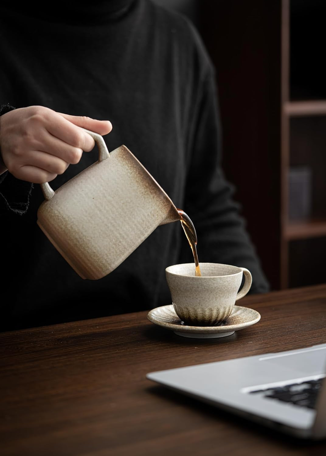 Pour over Coffee Maker,Ceramic Coffee Maker with 100 Pcs V60 Paper Filter,16Oz/480Ml Pour over Coffee Dripper (Off White)