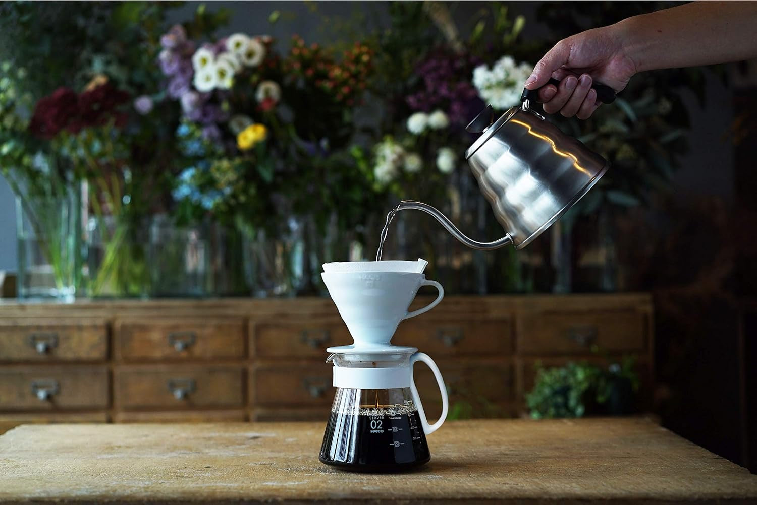 V60 Ceramic Pour over Coffee Set, Size 02, White