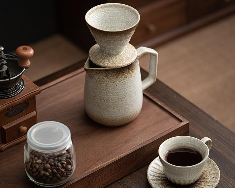Pour over Coffee Maker,Ceramic Coffee Maker with 100 Pcs V60 Paper Filter,16Oz/480Ml Pour over Coffee Dripper (Off White)