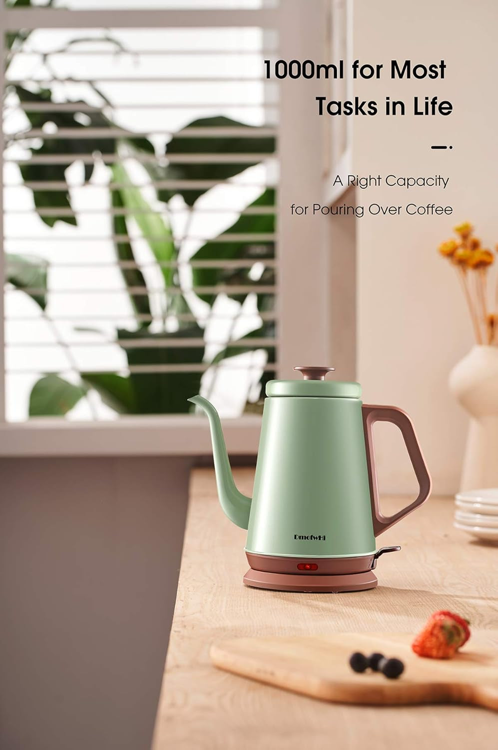 Gooseneck Electric Kettle(1.0L), 100% Stainless Steel BPA Free Classic Pour over Coffee Kettle | Tea Kettle - Green