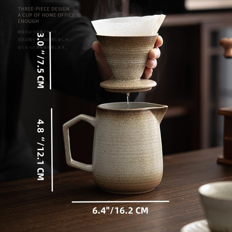 Pour over Coffee Maker,Ceramic Coffee Maker with 100 Pcs V60 Paper Filter,16Oz/480Ml Pour over Coffee Dripper (Off White)