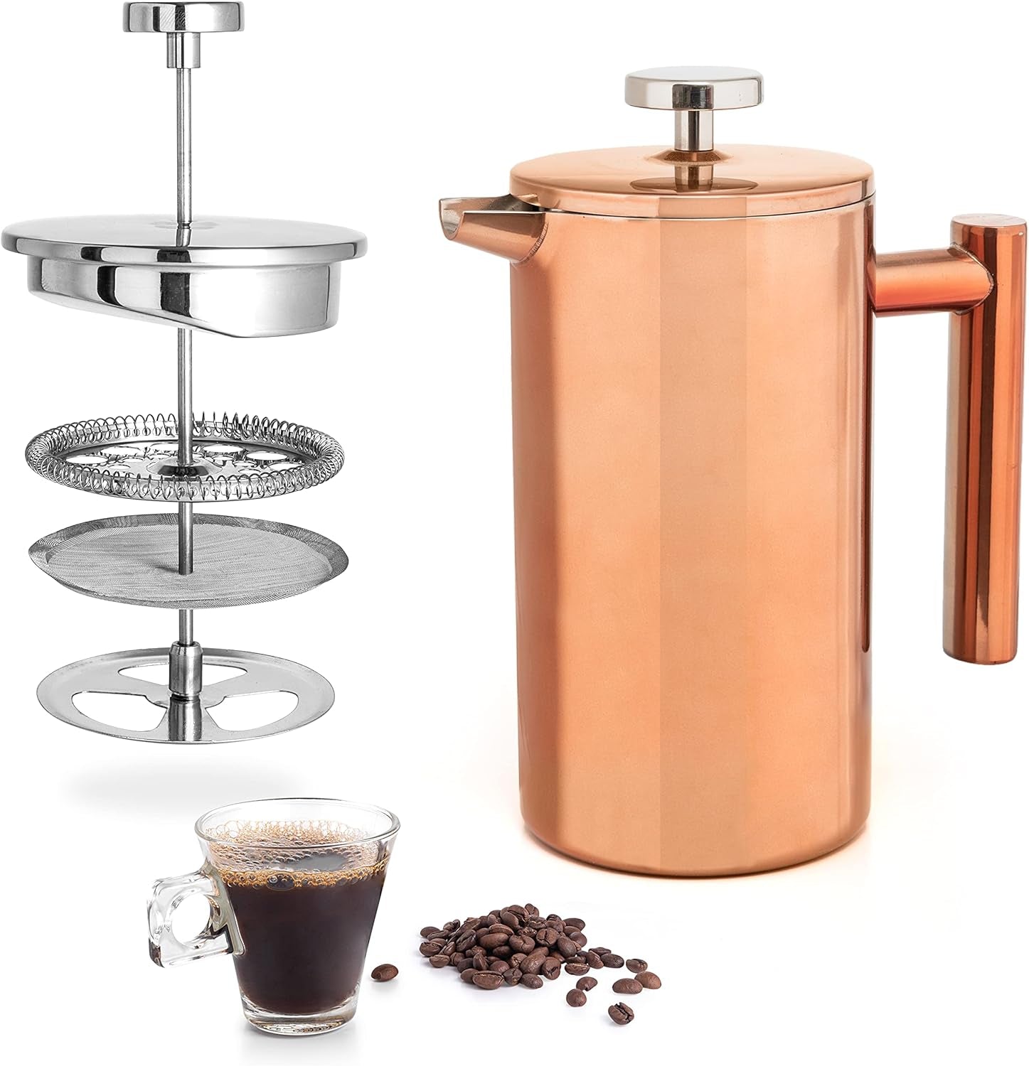 Stainless Steel French Press Coffee Maker 26 Oz 770 Ml, Double Wall Insulated French Press Stainless Steel, Easy Clean Tea Brewer, Easy Press Durable Metal Coffee Press