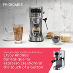 Steam Espresso Maker, Coffee Machine with Milk Frother & Cup Warmer, 20 Bar Pressure, 34 Oz Removable Water Tank, Single or Double Shot, Stainless Steel