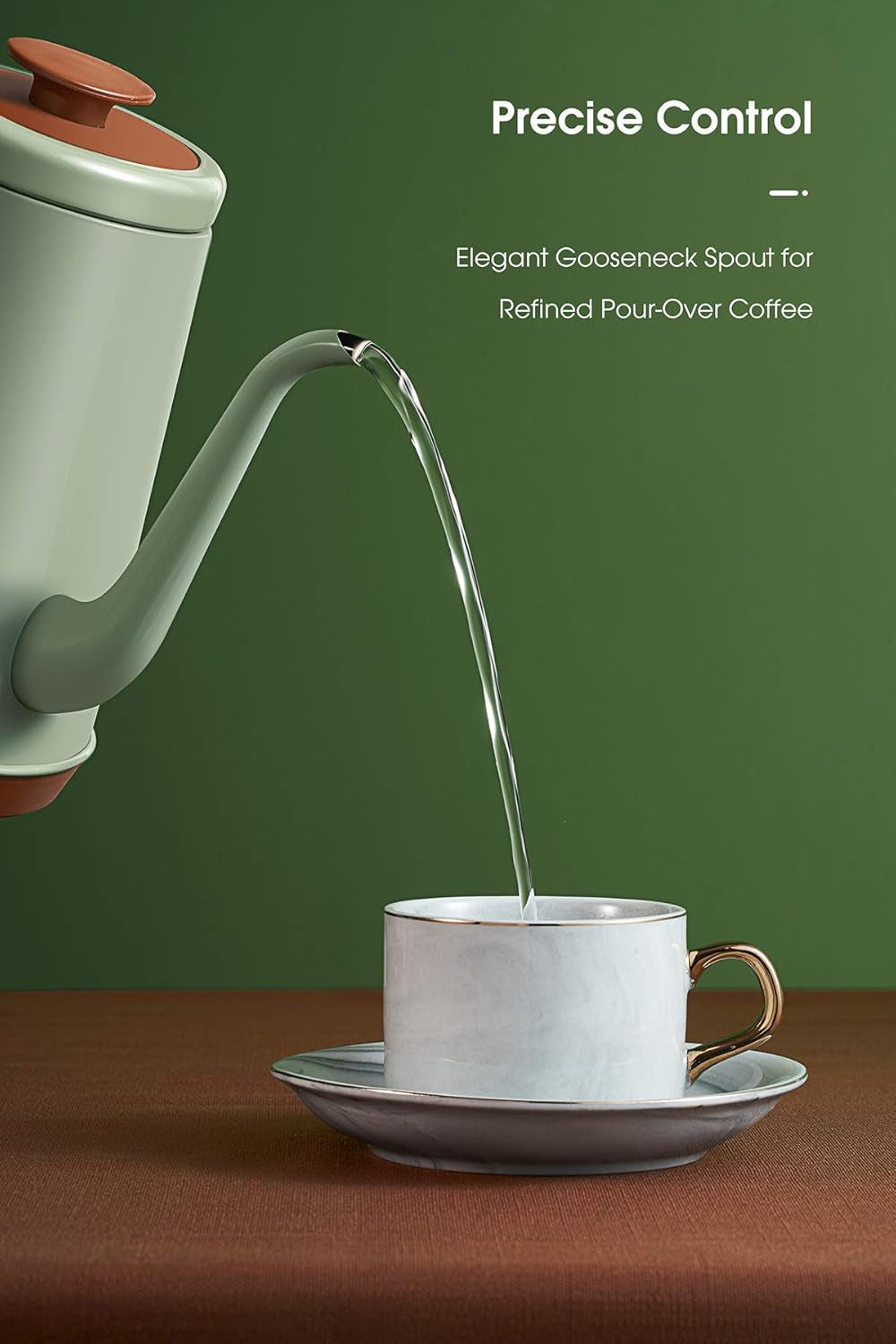 Gooseneck Electric Kettle(1.0L), 100% Stainless Steel BPA Free Classic Pour over Coffee Kettle | Tea Kettle - Green