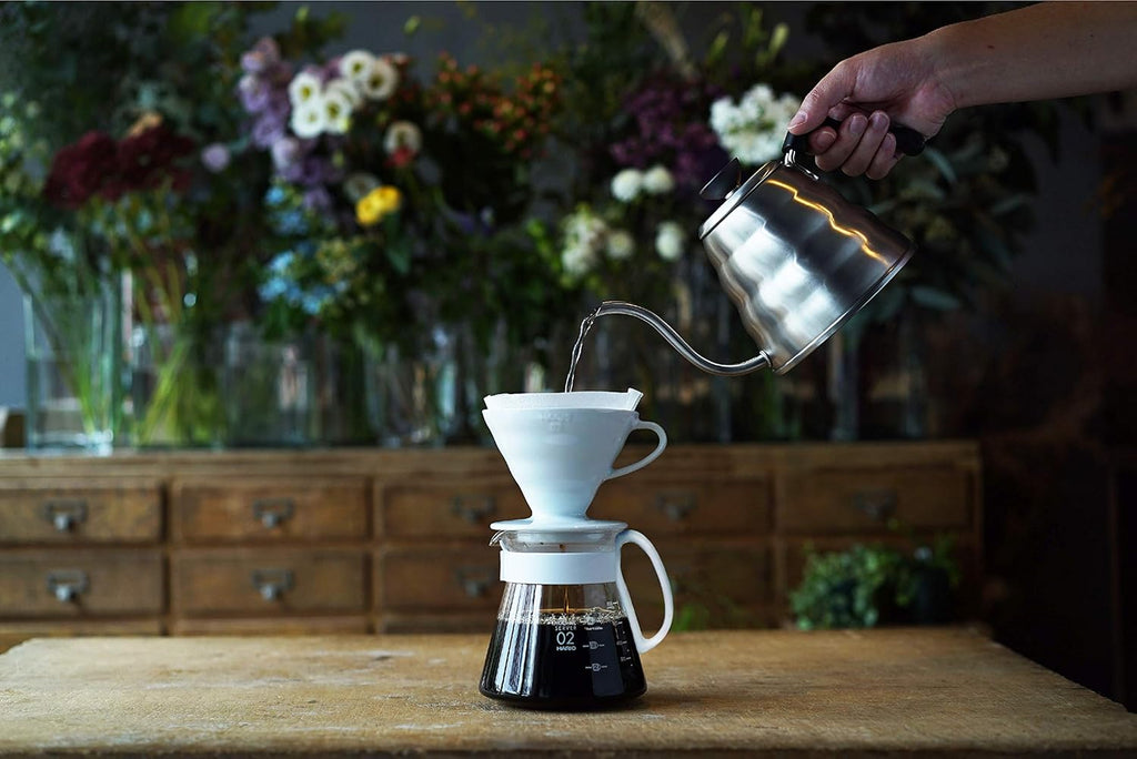V60 Ceramic Pour over Coffee Set, Size 02, White