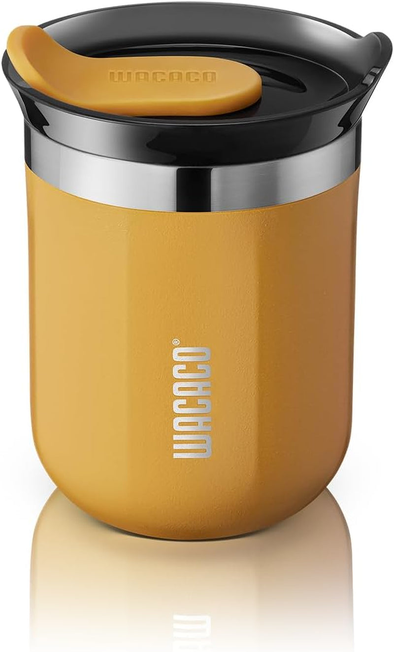 Octaroma Classicotravel Coffee Mug, Double-Wall Stainless Steel Travel Tumbler with Drinking Lid, 6 Fl Oz (180Ml), Amber Yellow